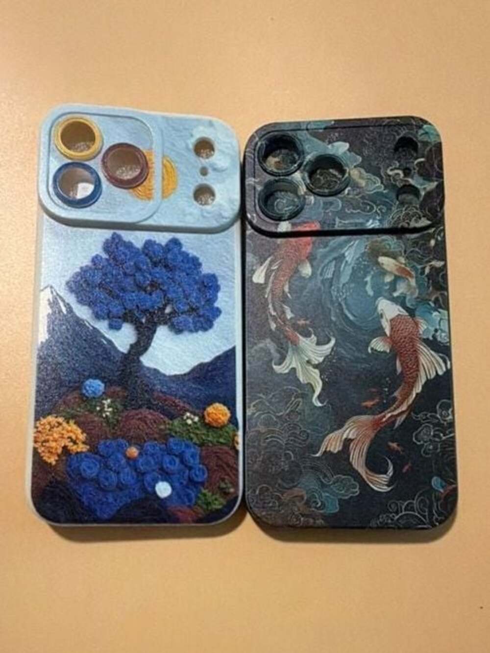 Chinese Style Koi Pattern and Landscape Art TPU Shockproof Protective Phone Case